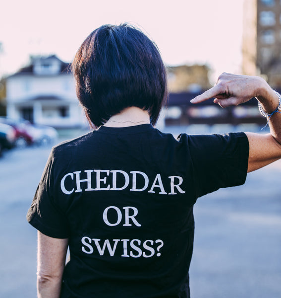 Huey's Black Cheddar or Swiss Tee